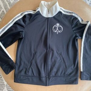 Vintage Juicy Couture Black and Cream Track Jacket Size Large